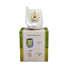 Stemless Wine Glass Pipe White with Gold Logo