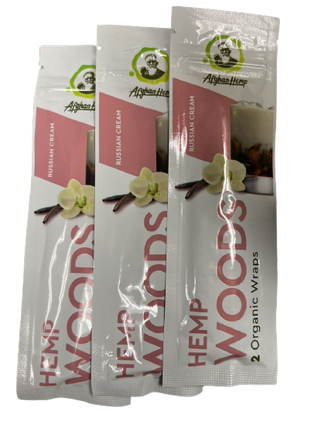 Afghan Hemp Woods Herbal Organic Natural 2 Russian Cream Flavor Papers Wraps Per Pack (3 Count)