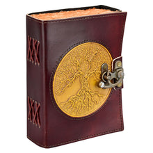 Tree Of Life Sewn Leather Inlay Journal w/ Metal Closure - 5" x 7"