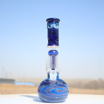 10.5" Blue Buddha Glass Water Pipe w/ Coil Perc