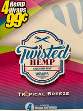 Twisted Hemp Organic Natural 4 Wraps Per Pack Tropical Breeze Flavor (3 Count)