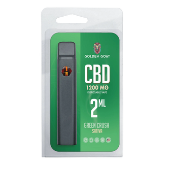 Golden Goat CBD Rechargeable Vape Device 1200MG, Green Crush (Sativa)