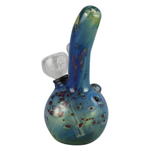 Double Glass Water Pipe- 5.25" / Grommet / Blue w/ Red Spots