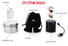 D&J Grinders Herb Grinder 4 Piece with Built-In Coil Lighter GrinderFor Herbs Stainless Steel - Black