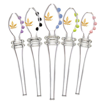 aLeaf Quad Glass Dab Straw - 6" / Colors Vary