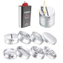 D&J Grinders Herb  4-piece Grinder with Built-In Permanent Match. Herb Grinder Stainless Steel Grinders 2" Silver