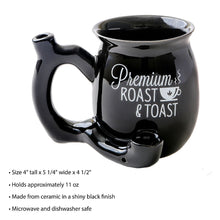 Premium Roast & Toast Single Wall Mug - Shiny Black with White Print