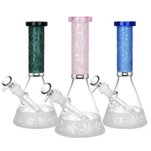 Harmonic Hemp Leaf Beaker Water Pipe - 9.5" / 14mm F / Colors Vary