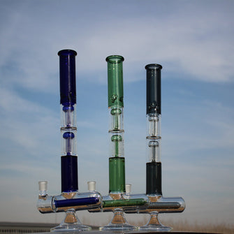 18" Inline and Dual Arm Percolated Glass Water Pipe