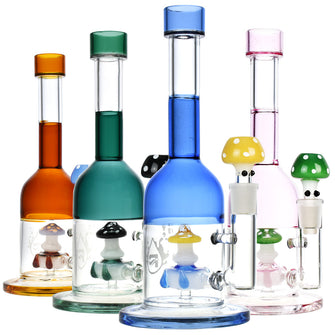 Pulsar Mushroom Perc Water Pipe - 9.75"/14mm F/Colors Vary