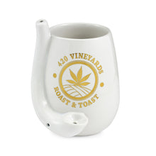 Stemless Wine Glass Pipe White with Gold Logo