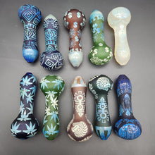 4" Etched + Sandblasted Spoon Pipes - Assorted Designs