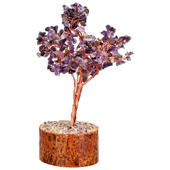 Decorative Amethyst Crystal Wire Tree w/ Wood Base - 9.5"