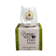 Stemless Wine Glass Pipe White with Gold Logo