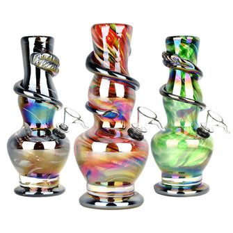 Far Out Fumed Spiral Wrapped Soft Glass Water Pipe - 8.5" / Colors Vary