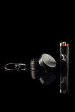 D&J Grinders 3 Piece Small Herb Grinder stainless steel with Built-In Coil Lighter combination 2" x 2"