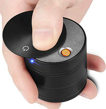 D&J Grinders Herb Grinder 4 Piece with Built-In Coil Lighter GrinderFor Herbs Stainless Steel - Black