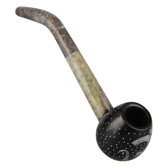 Carved Stone Pipe w/ Om Symbol