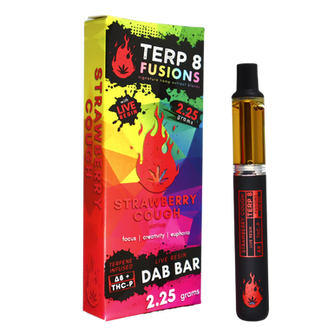 2.25g Strawberry Cough THC-P + Delta-8 Live Resin Disposable Dab Bar  //  Terp 8 FUSIONS
