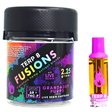 2.25g Grandaddy Purps THC-P + Delta-8 Live Resin Cartridge //  Terp 8 FUSIONS