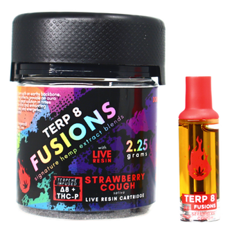 2.25g Strawberry Cough THC-P + Delta-8 Live Resin Cartridge //  Terp 8 FUSIONS