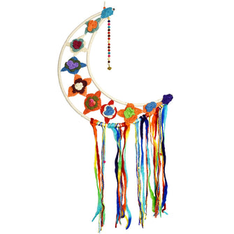 ThreadHeads Rainbow Flower Moon Dreamcatcher w/ Tassels