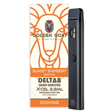 Delta-8 THC Vape Device, 2000mg, Rechargeable/Disposable - Sunset Sherbert