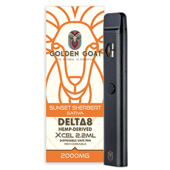 Delta-8 THC Vape Device, 2000mg, Rechargeable/Disposable - Sunset Sherbert