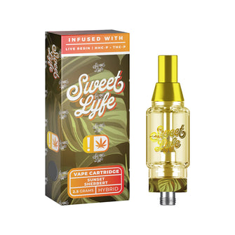 Sweet Life 2.5ml Vape Cartridges Infused with Live Resin HHC-P+THC-P - Sunset Sherbert - Hybrid