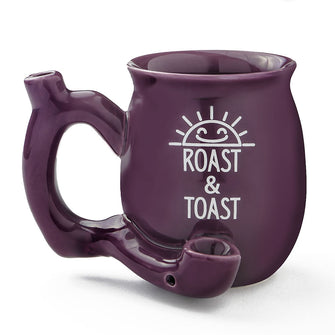 Premium Roast & Toast Single Wall Mug - Shiny Plum with White Print