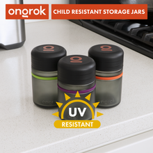 Ongrok Child Resistant Glass Storage Jar, 3 pack x 180ml each