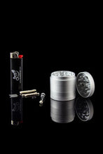 D&J Grinders Herb  4-piece Grinder with Built-In Permanent Match. Herb Grinder Stainless Steel Grinders 2" Silver