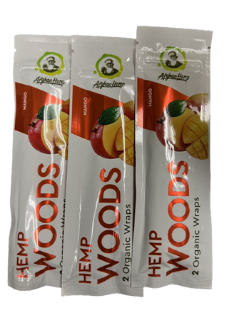 Afghan Hemp Woods Herbal Organic Natural 2 Mango Flavor Papers Wraps Per Pack (3 Count)