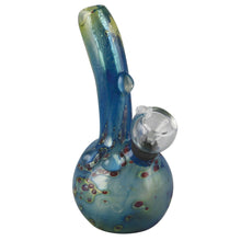 Double Glass Water Pipe- 5.25" / Grommet / Blue w/ Red Spots