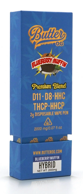 Butter OG Premium Blend D11, D8, HHC, THCP, HHCP 2g Disposable Vape - Blueberry Muffin (Hybrid)