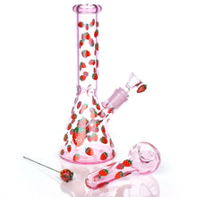 Pulsar Fruit Series Strawberry Cough Herb Pipe Glow Duo - 10" / 14mm F