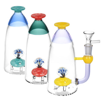 Flower Plume Bottle Water Pipe - 6.5"/14mm F/Clrs Vry