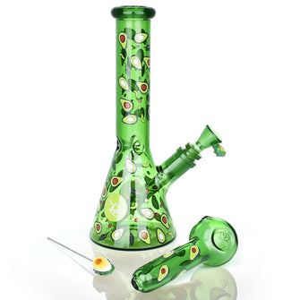 Pulsar Fruit Series Avocado Gold Herb Pipe Glow Duo - 10" / 14mm F