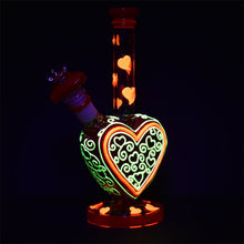 Pulsar Victorian Valentines Day Glow in the Dark Water Pipe - 10" / 14mm F