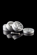 D&J Grinders Herb  4-piece Grinder with Built-In Permanent Match. Herb Grinder Stainless Steel Grinders 2" Silver