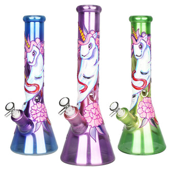 Unicorn Glow Beaker Water Pipe | 13.5" | 14mm F