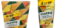 Natty Hemp Full Width Organic Natural 4 Wraps (3 Count) Pineapple Flavor