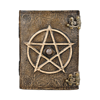 Pentagram Embossed Leather Journal w/ Metal Closure - 5" x 7"